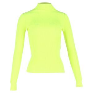 Maje Malanga Ribbed Turtleneck Sweater in Neon Yellow Polyester